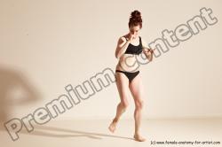 Underwear Martial art Woman White Moving poses Slim medium brown Dynamic poses Academic